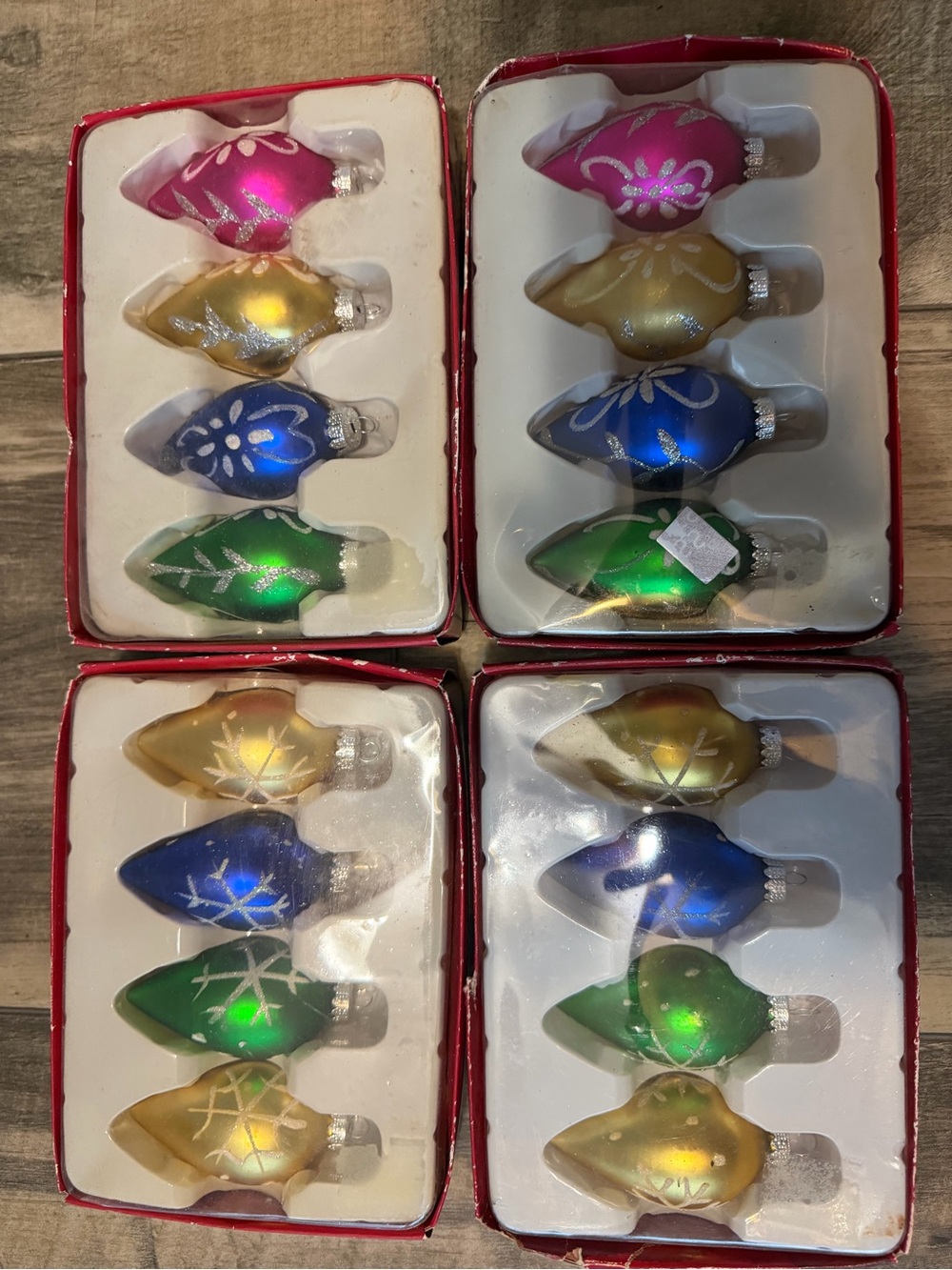 Glass Teardrop Ornament Set - Pink, Gold, Blue, Green